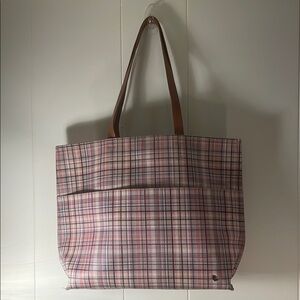 Elliott Lucca Multicolor Tartan Leather Strap Tote Shoulder Bag